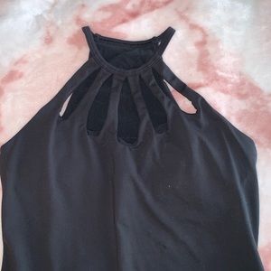FABLETICS BLACK HIGH NECK CUTOUT TANK